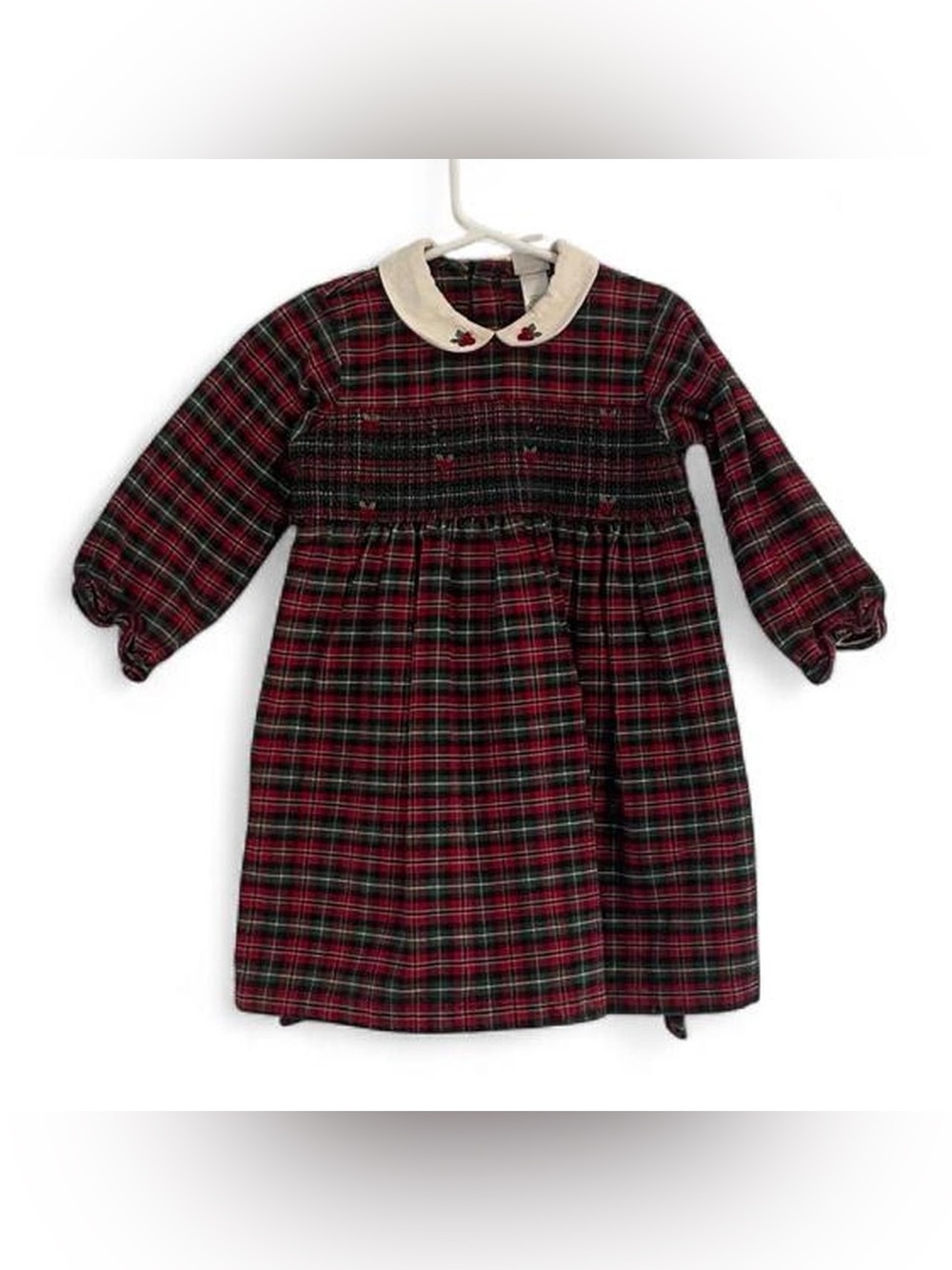 Little Me 3T Plaid Cotton Flannel Holiday Winter Smocked Top Dress Vintage